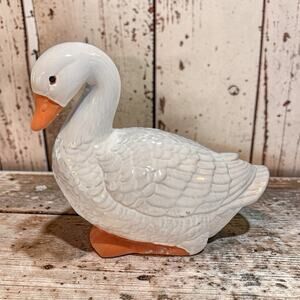 Vtg Terra Cotta Clay Duck Glazed Kitchen Decor Farmhouse Farming Animals Japan